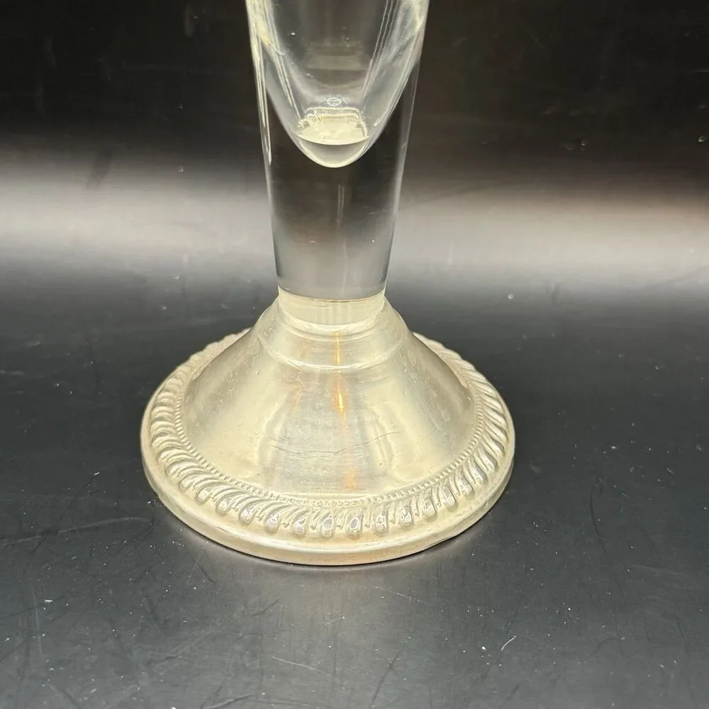 Vintage Weighted Sterling Silver Floral Etched Bud Vase 9¾ Inches Tall - Picture 2 of 8